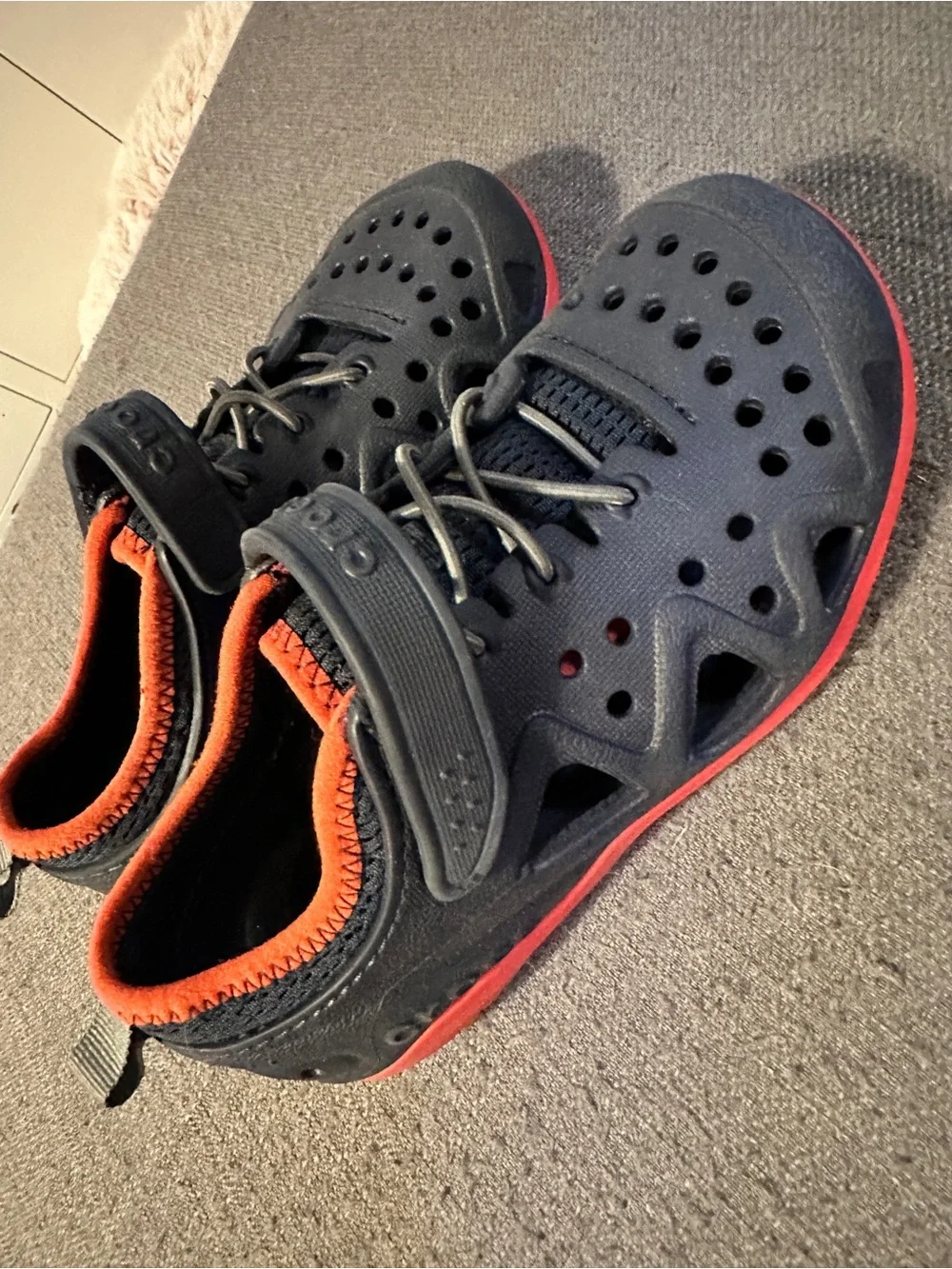 CROCS Kids Navy and Orange Water Clogs